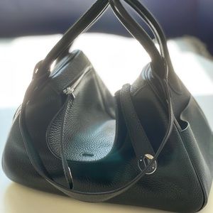 Black leather shoulder bag